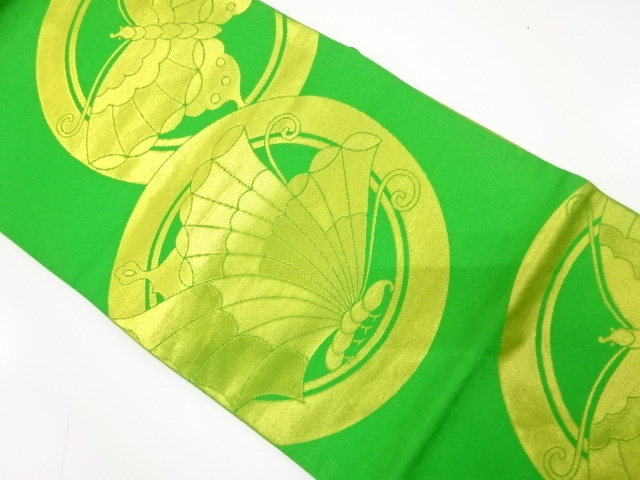 JAPANESE KIMONO / ANTIQUE FUKURO OBI / SILK / WOVEN ROUNDEL